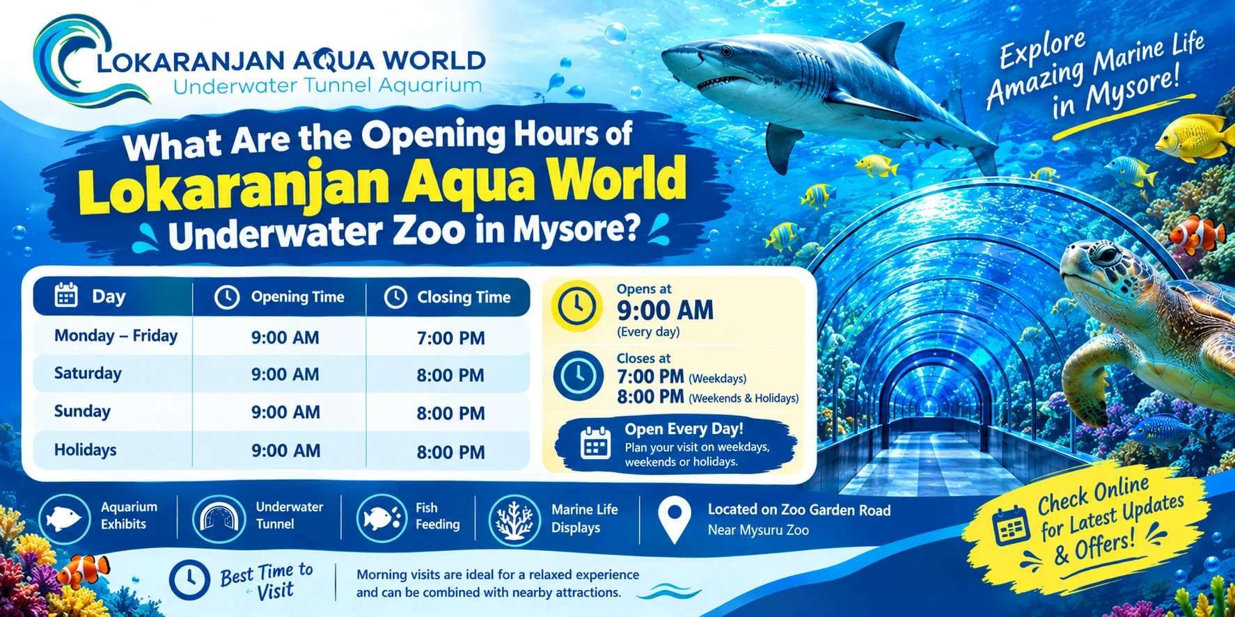 What Are the Opening Hours of Lokaranjan Aqua World Underwater Zoo in Mysore?